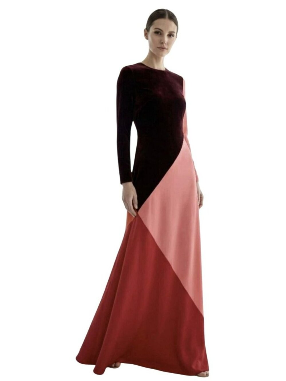 New Tuckernuck Colorblock Velvet Maxi Dress Long Sleeves Size Large